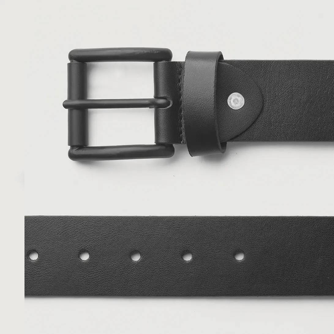 Ryken Black Leather Casual Belt - Image 2