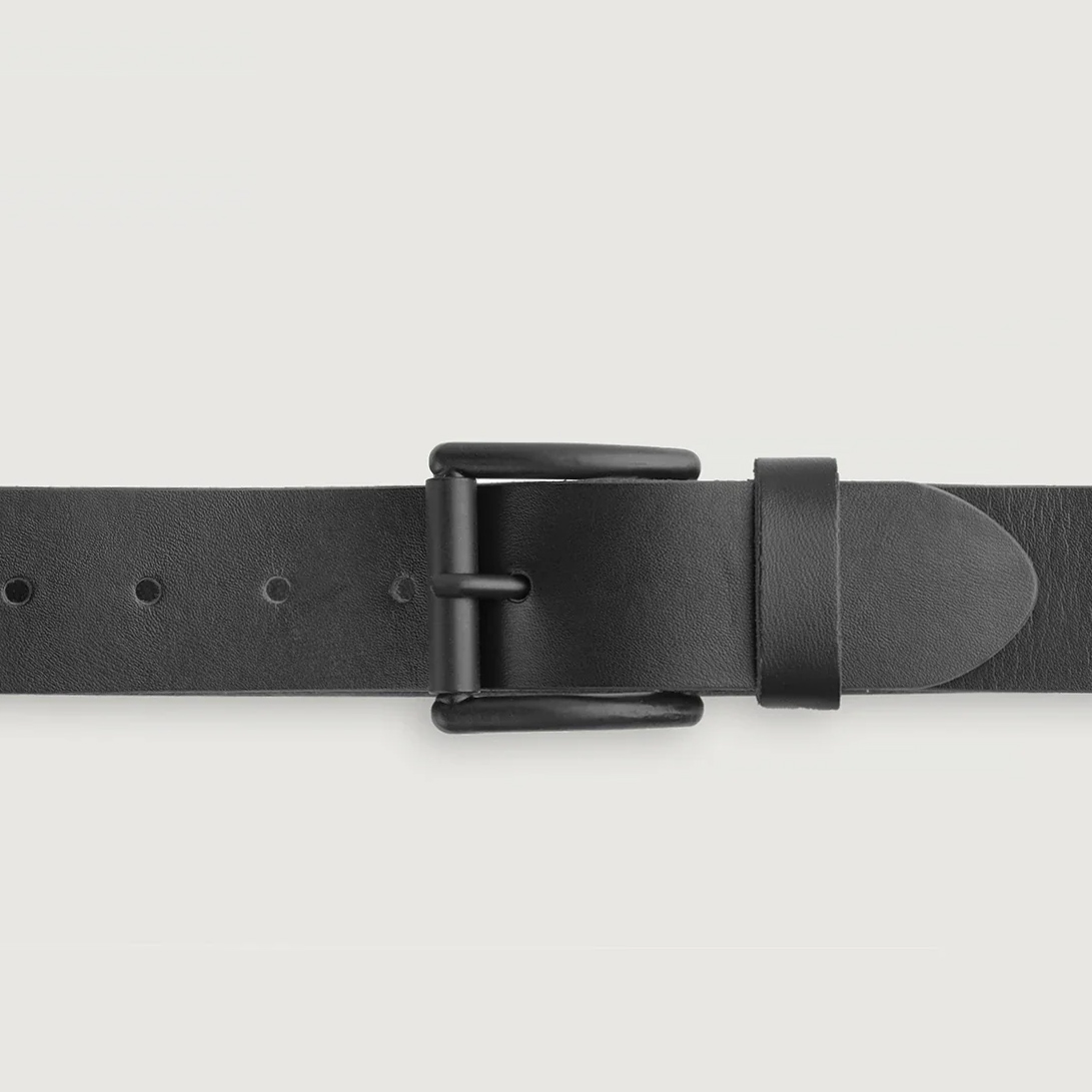 Ryken Black Leather Casual Belt - Image 4