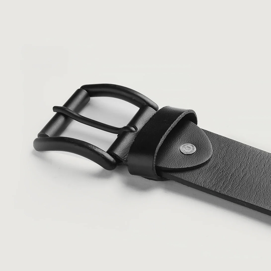 Ryken Black Leather Casual Belt - Image 5